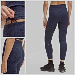 NWT Lululemon Wunder Train High-Rise Leggings 25" Mini Filigree Lace True Navy